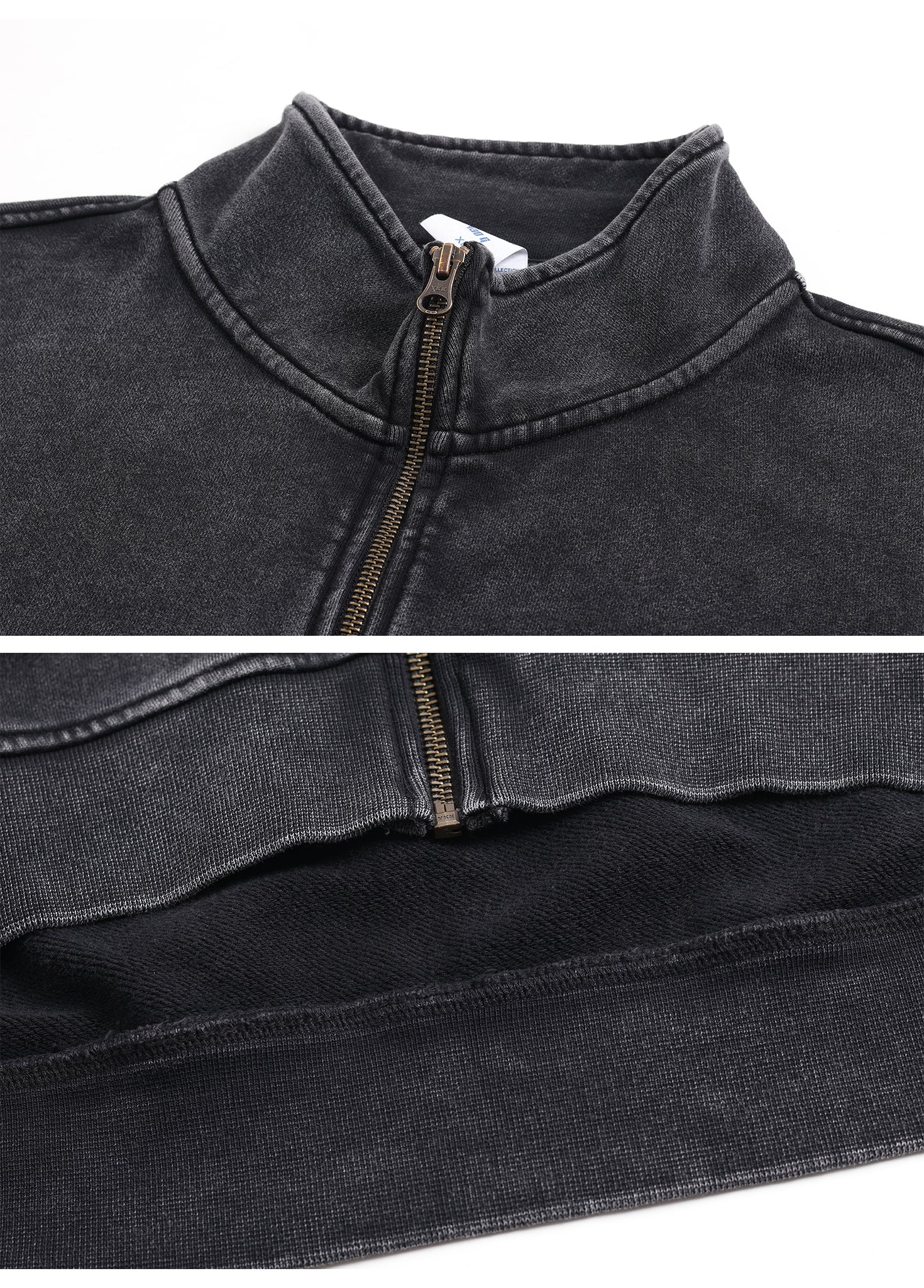 Stand Collar Spliced Sweat Jacket