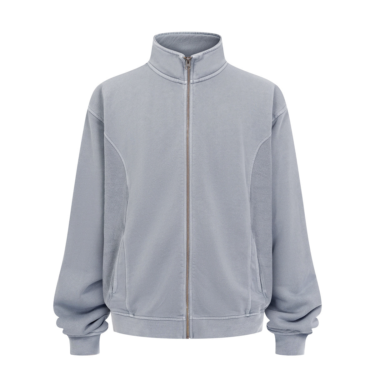 Stand Collar Spliced Sweat Jacket
