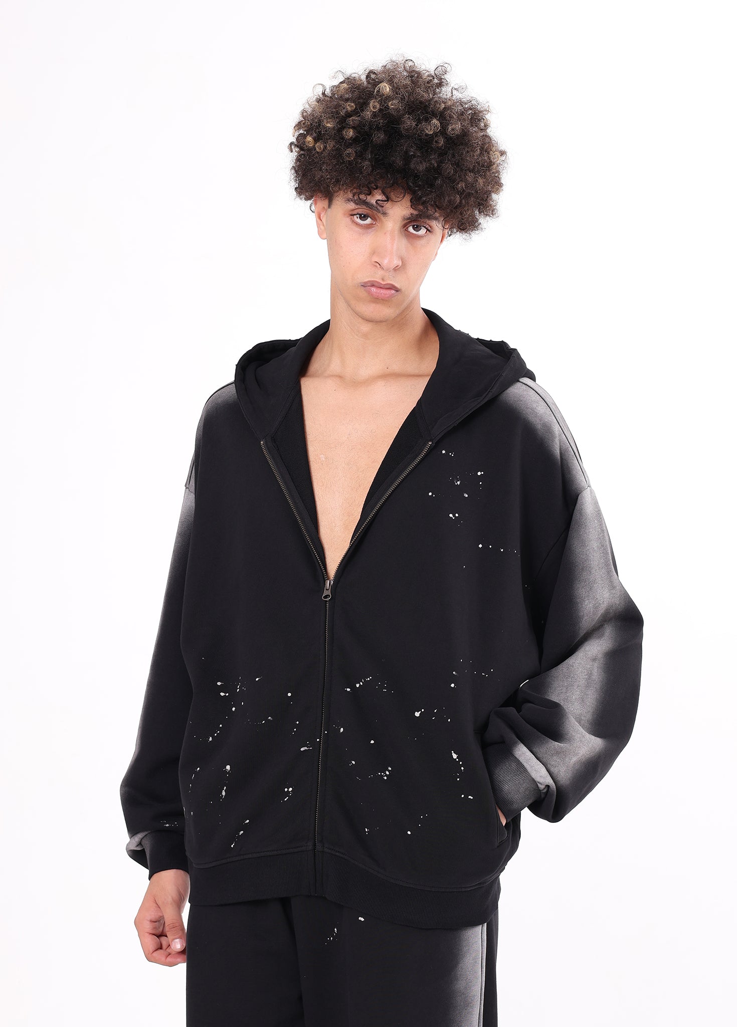 Spray Paint Graffiti Zipper Hoodie