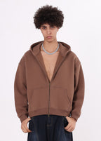 Boxy Cropped Zip Up Hoodie