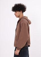 Boxy Cropped Zip Up Hoodie
