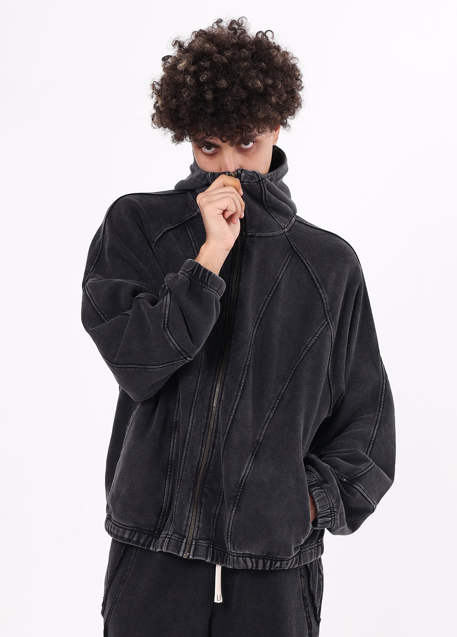Half Mask Zip Hooded Jacket