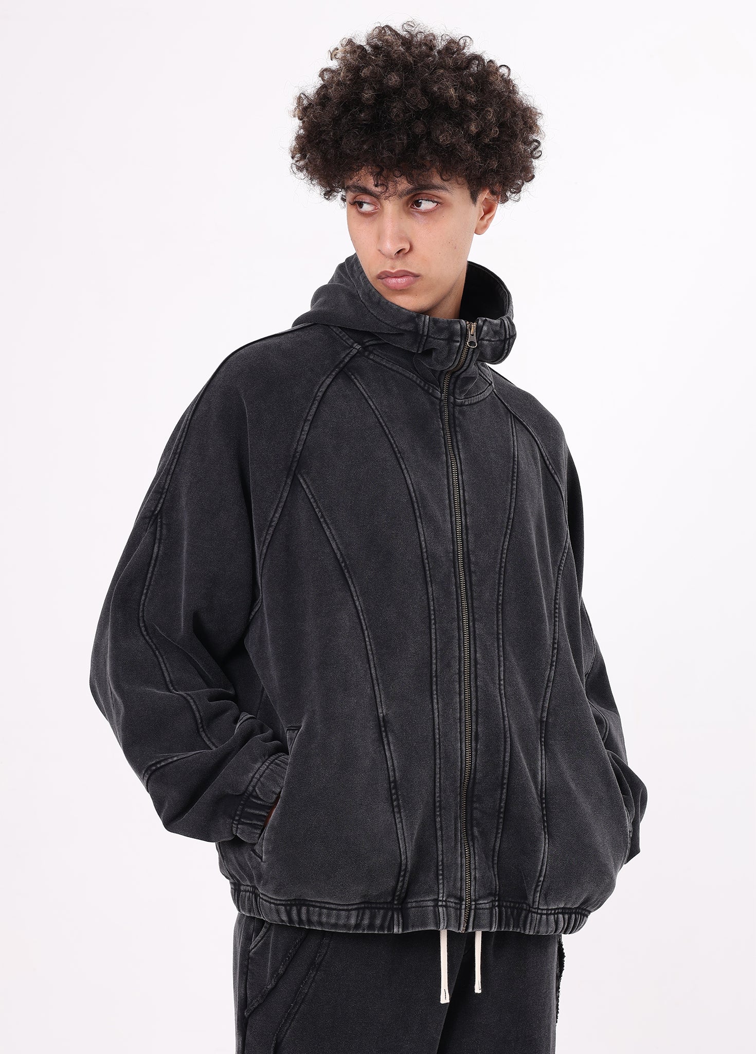 Half Mask Zip Hooded Jacket