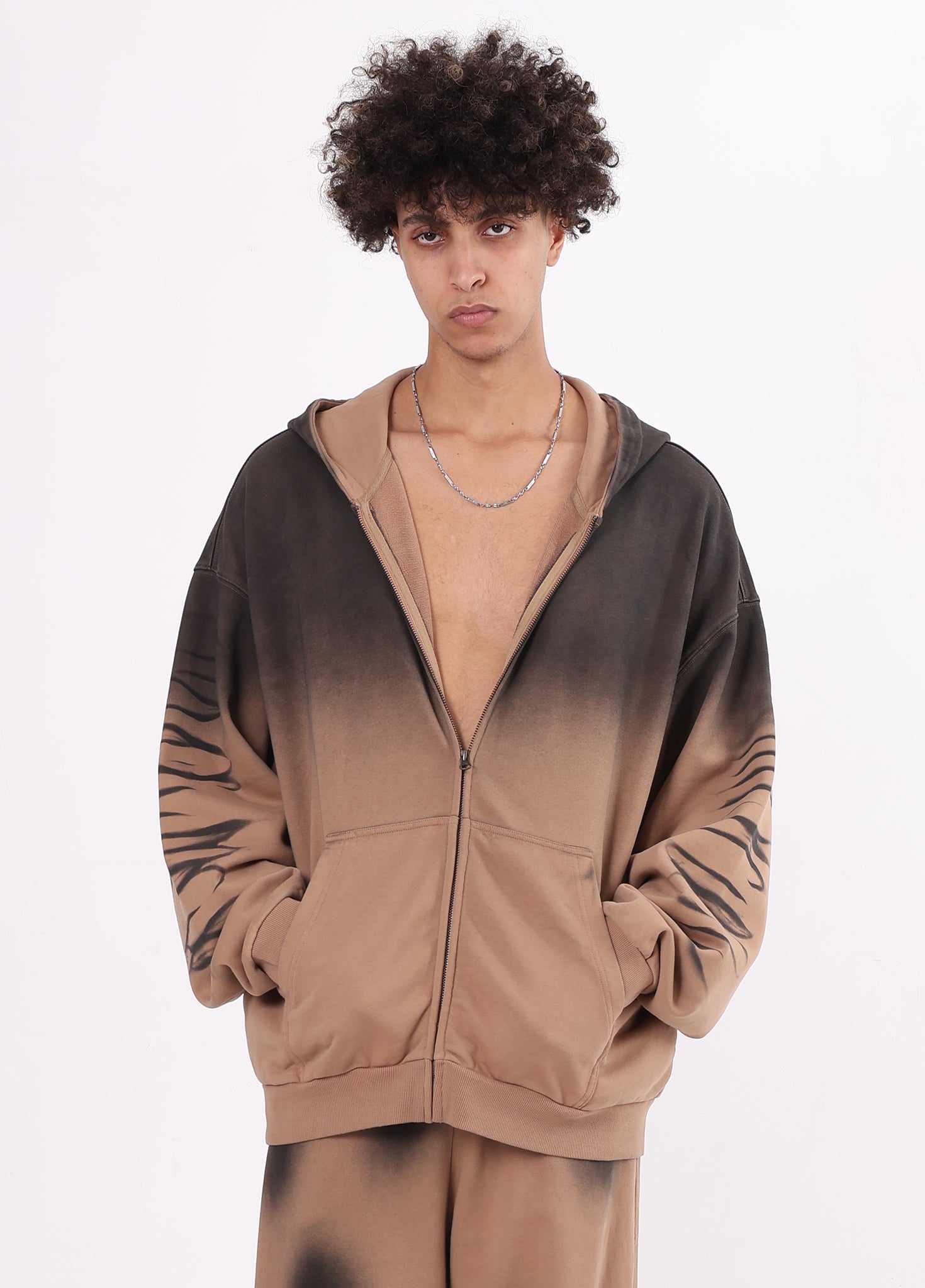 Gradient Brushed Zipper Hoodie