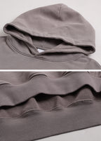 Mock Two-Piece Raw Sleeve Edge Hoodie