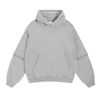 Mock Two-Piece Raw Sleeve Edge Hoodie