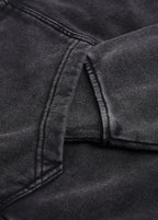 Patchwork Frayed Edge Zip Up Hoodie