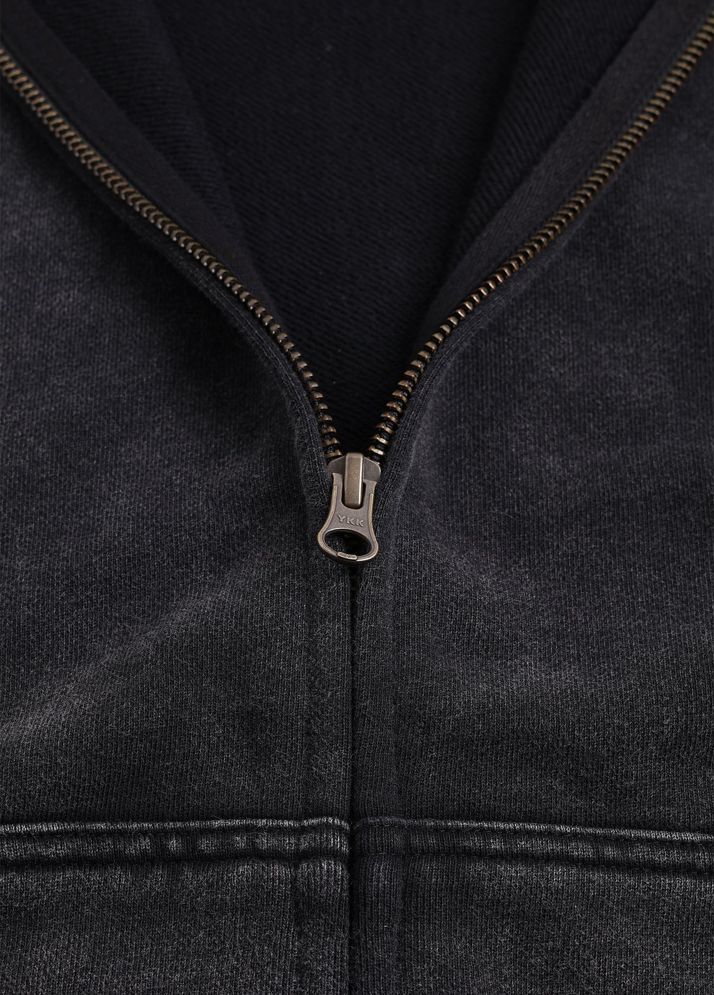 Patchwork Frayed Edge Zip Up Hoodie