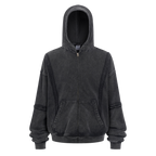 Patchwork Frayed Edge Zip Up Hoodie