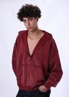 Destroyed Frayed Batik Zip Up Hoodie