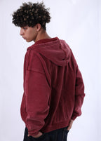 Destroyed Frayed Batik Zip Up Hoodie