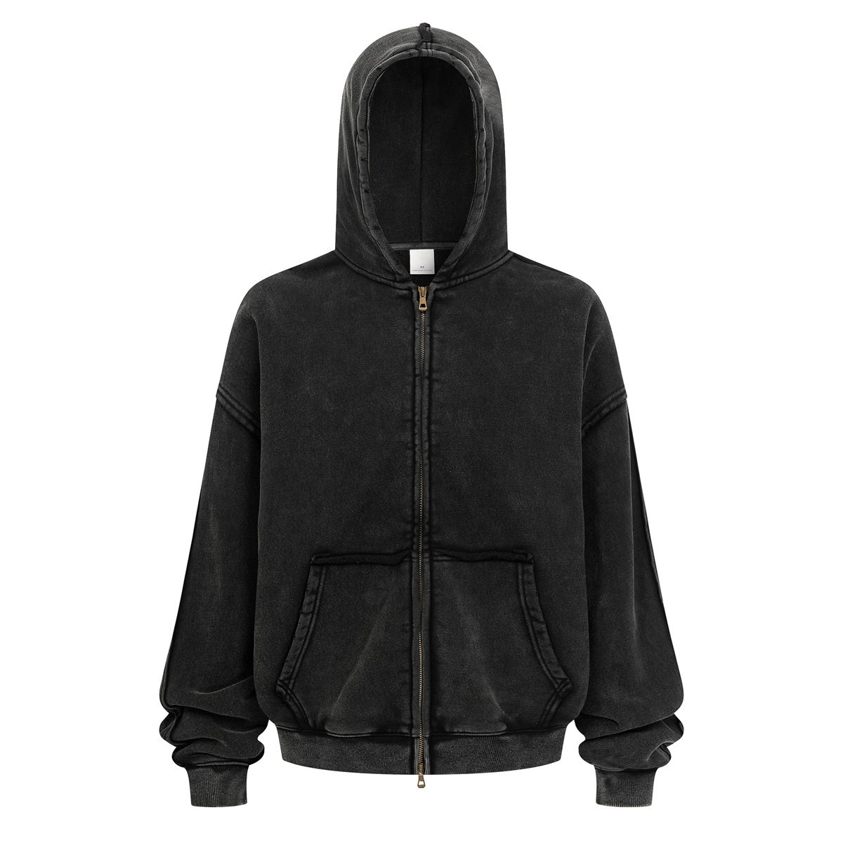Destroyed Frayed Batik Zip Up Hoodie