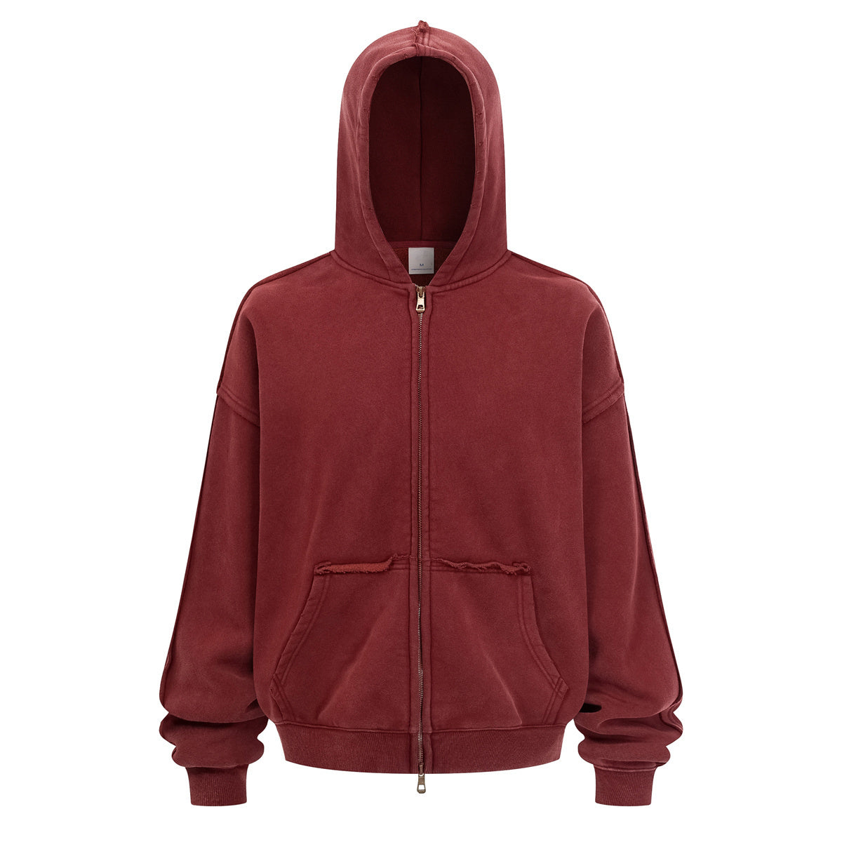 Destroyed Frayed Batik Zip Up Hoodie