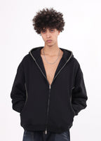 Overlock Embroidery Zip-up Hoodie