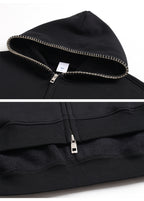Overlock Embroidery Zip-up Hoodie