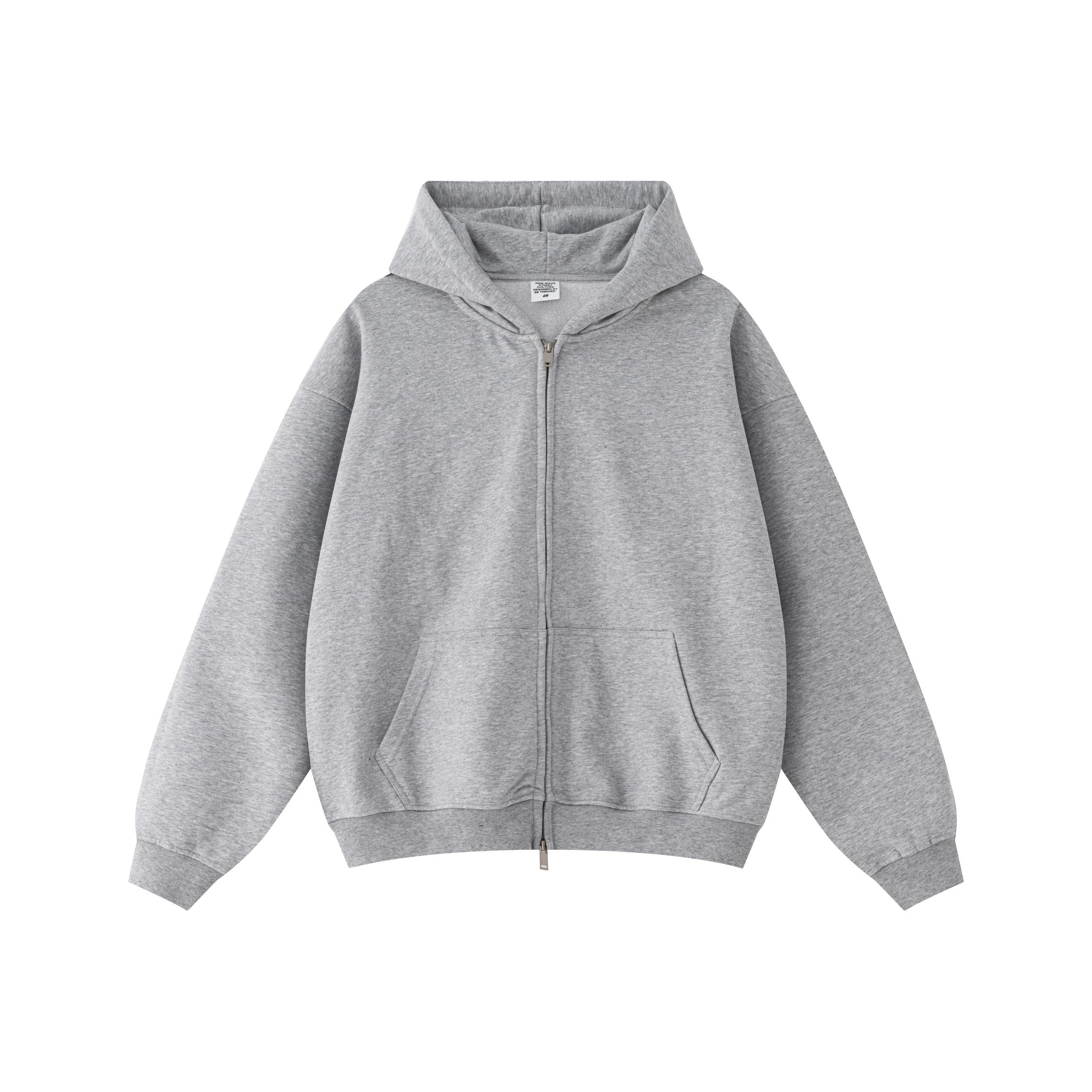 New American Style Heavyweight 445GSM Thermal Fleece Double-zipper Coat Solid Loose Zipper-up Hooded for Autumn