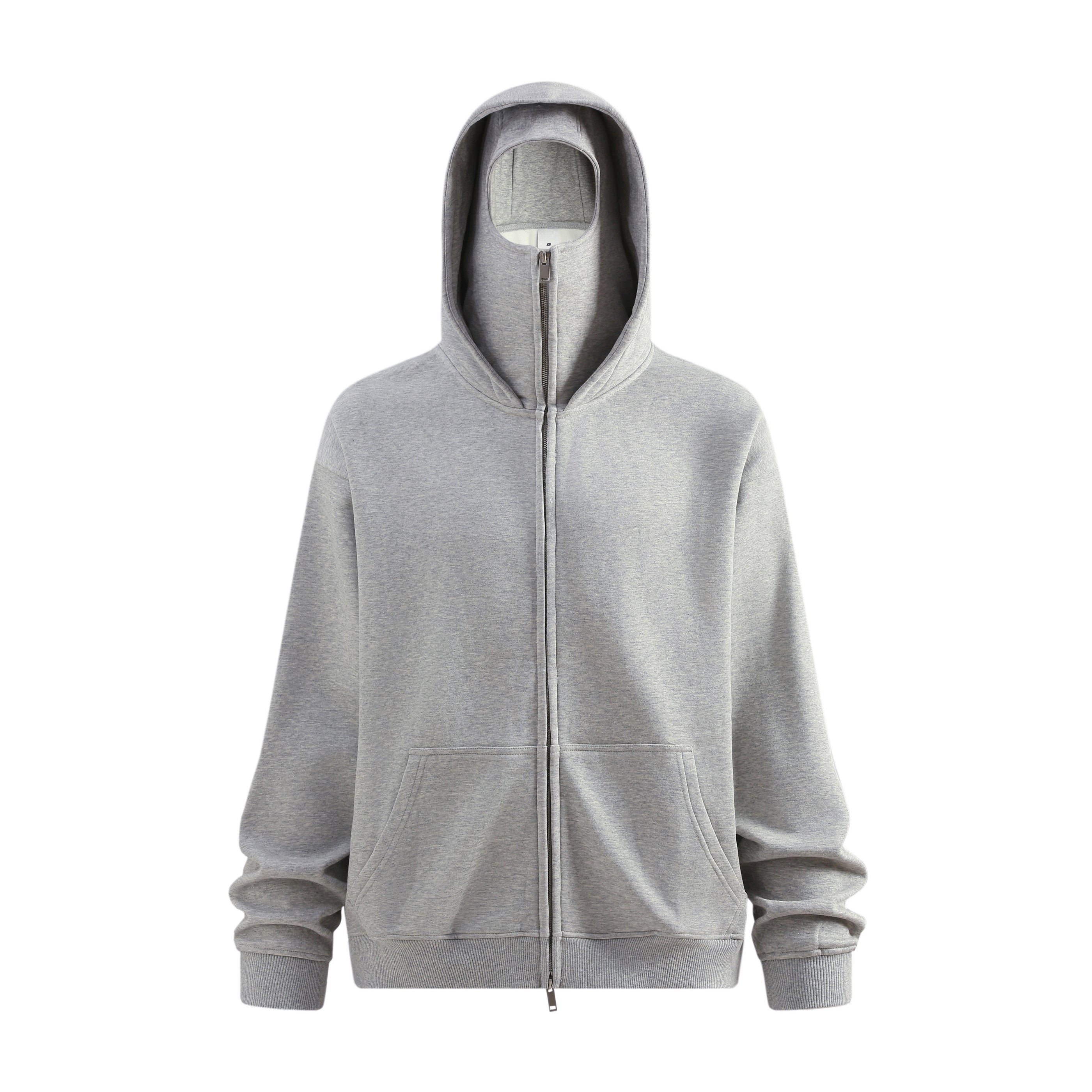 Dustproof Hidden Face Mask Silhouette Sports Zipper-up Hoodie