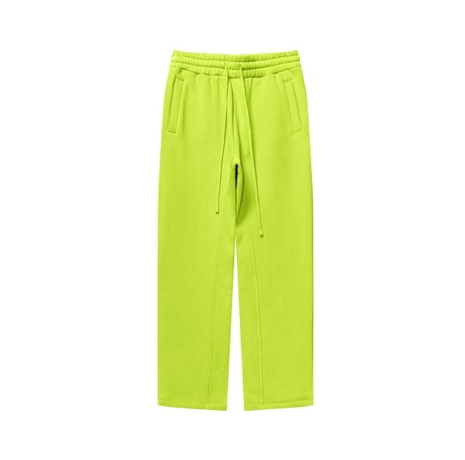 Men's 350GSM Hip Hop Casual Trousers Solid Loose Sports Pants Fleece Straight-Leg Pants Custom Printed Logo Pants