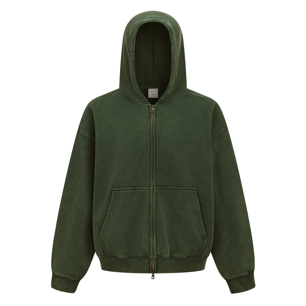 Custom Vintage Washed Hoodie Batik 370GSM Boxy Zipper-up Fleece Hoodie Men's Hooded Collar Coat for Winter