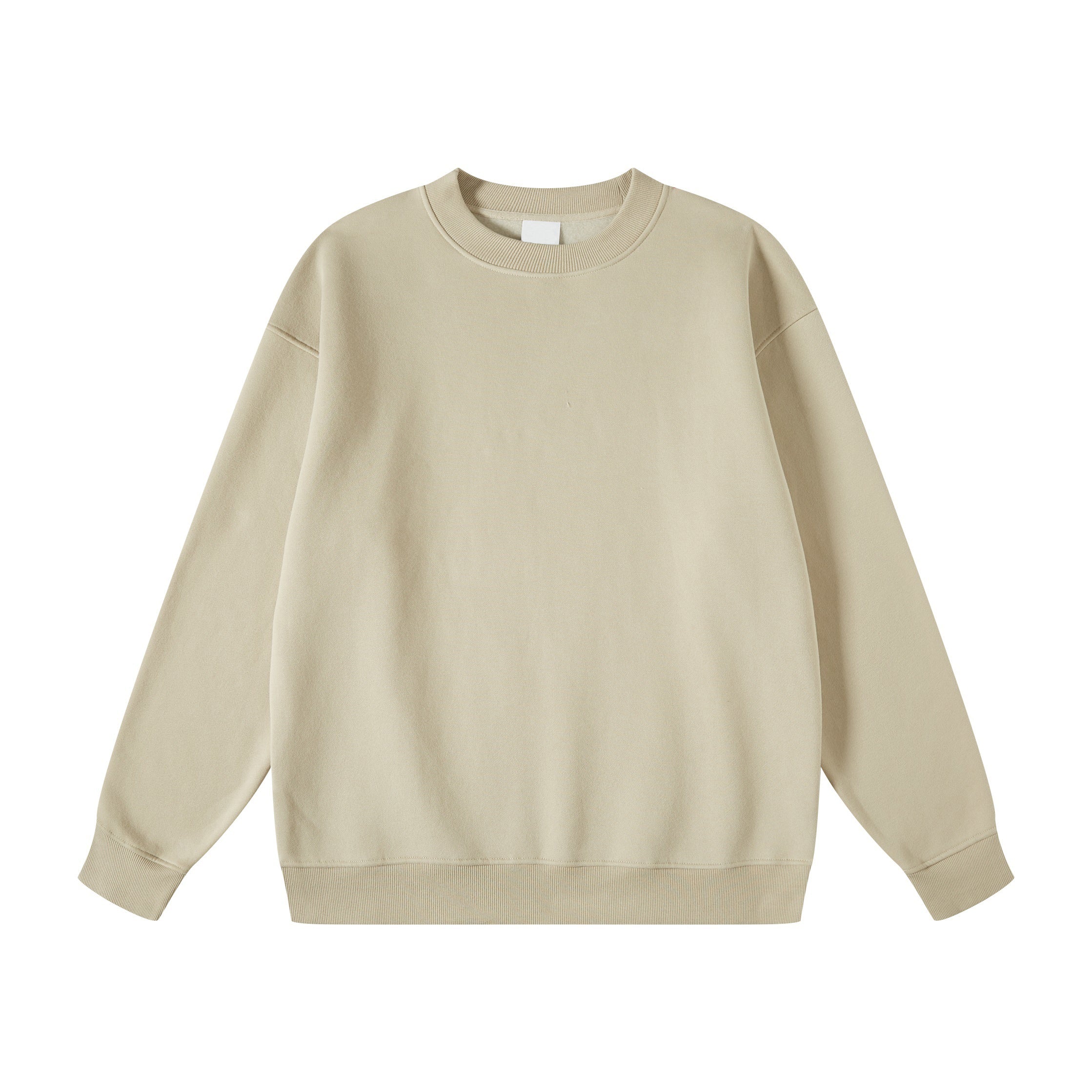 Custom Printing Logo Streetwear Polar Fleece Lined Crewneck Sweatshirt Solid Color Oversized Fit Sweatshirt