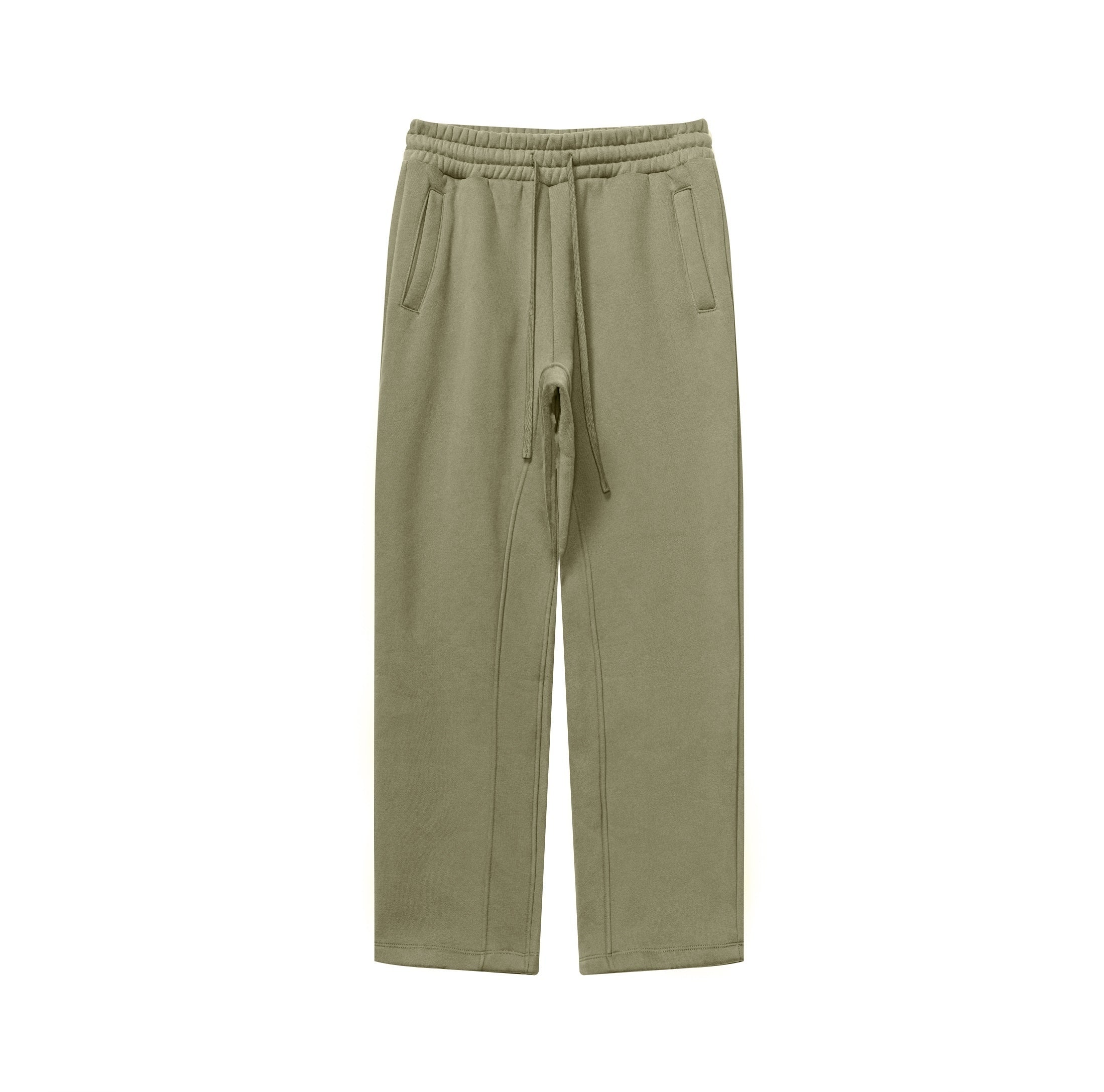 Men's 350GSM Hip Hop Casual Trousers Solid Loose Sports Pants Fleece Straight-Leg Pants Custom Printed Logo Pants