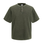 Henley Neck Batik Waffle Knit T-shirt