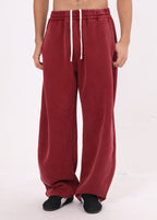 Distressed Curved Wide Leg Pants