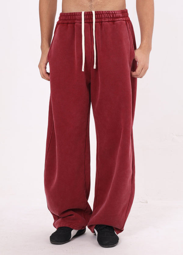 Distressed Curved Wide Leg Pants