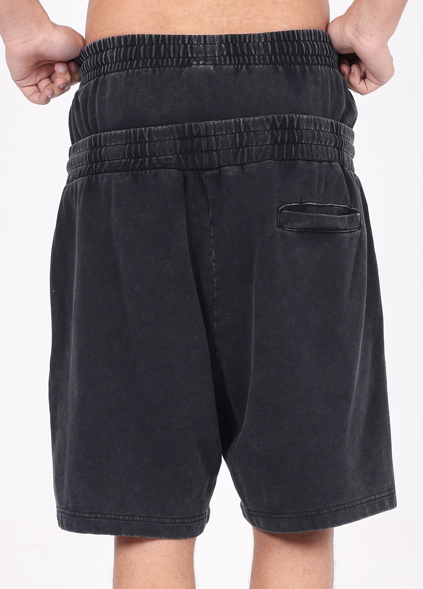 Double Waistband Snow Washed Shorts