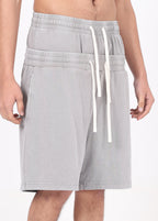 Double Waistband Snow Washed Shorts