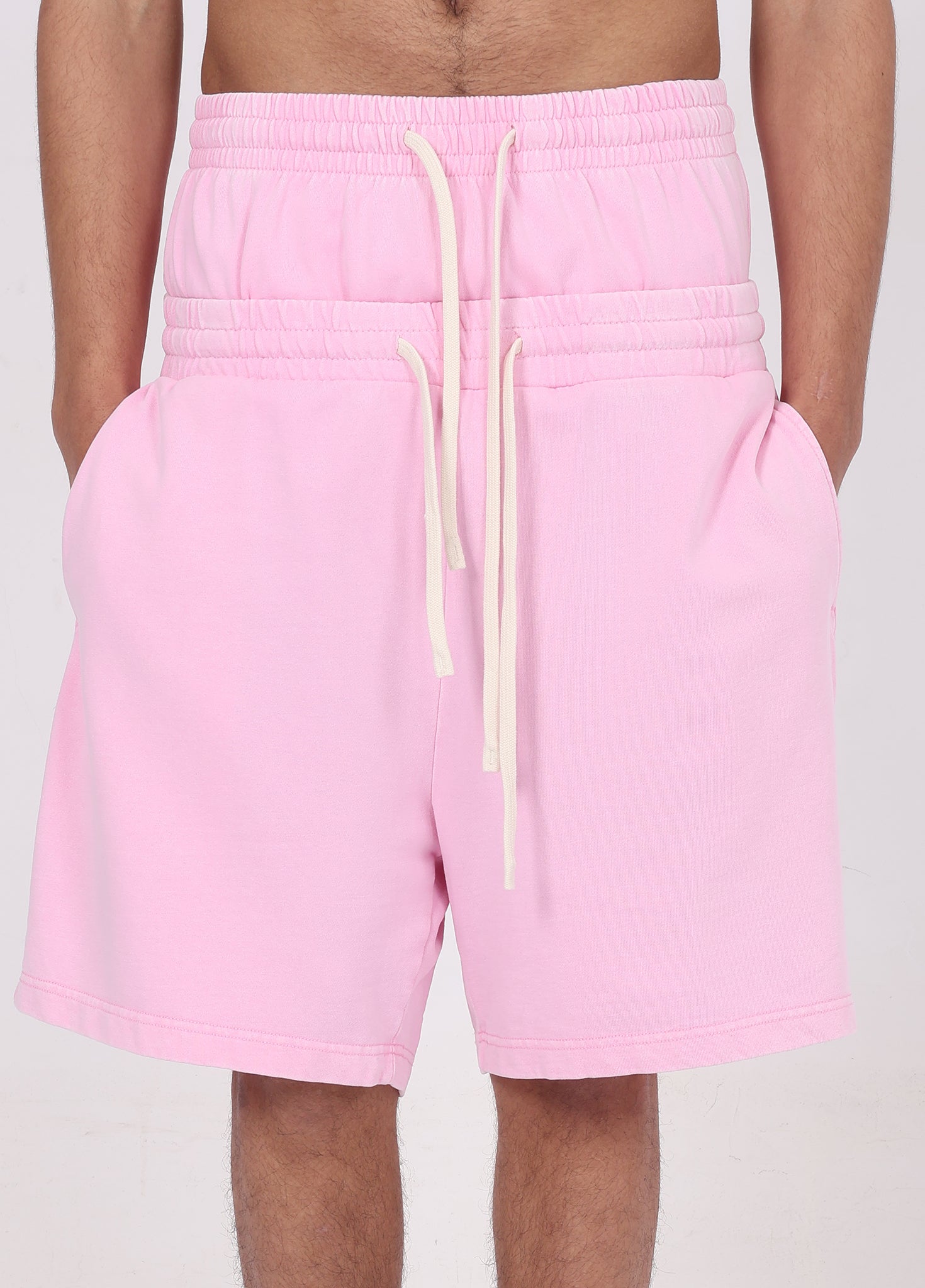 Double Waistband Snow Washed Shorts