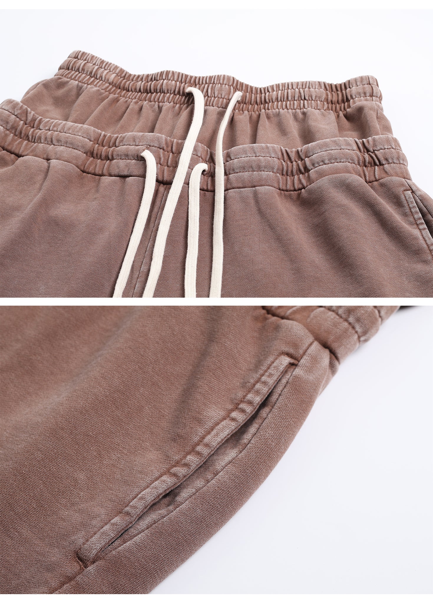 Double Waistband Snow Washed Shorts