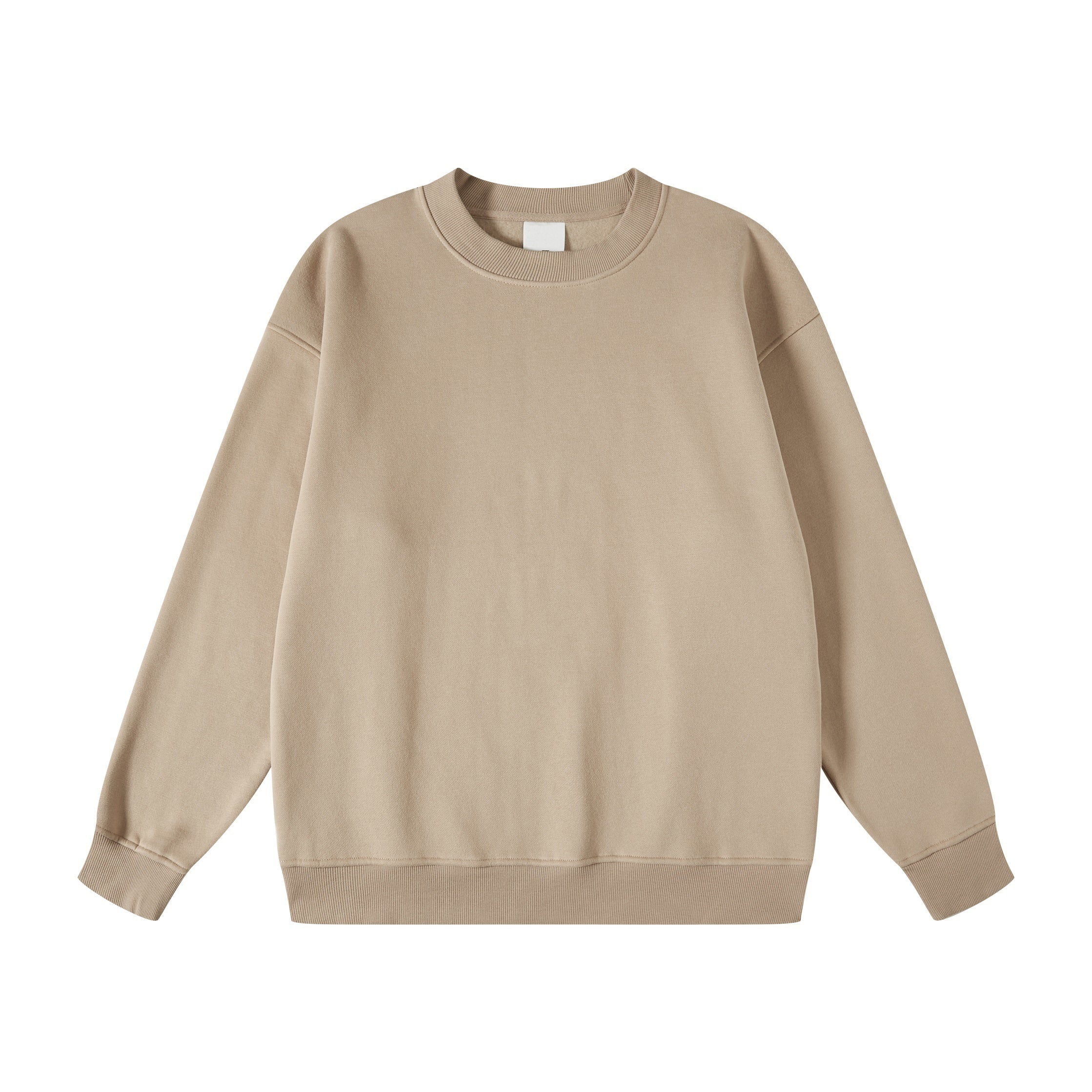 Custom Printing Logo Streetwear Polar Fleece Lined Crewneck Sweatshirt Solid Color Oversized Fit Sweatshirt