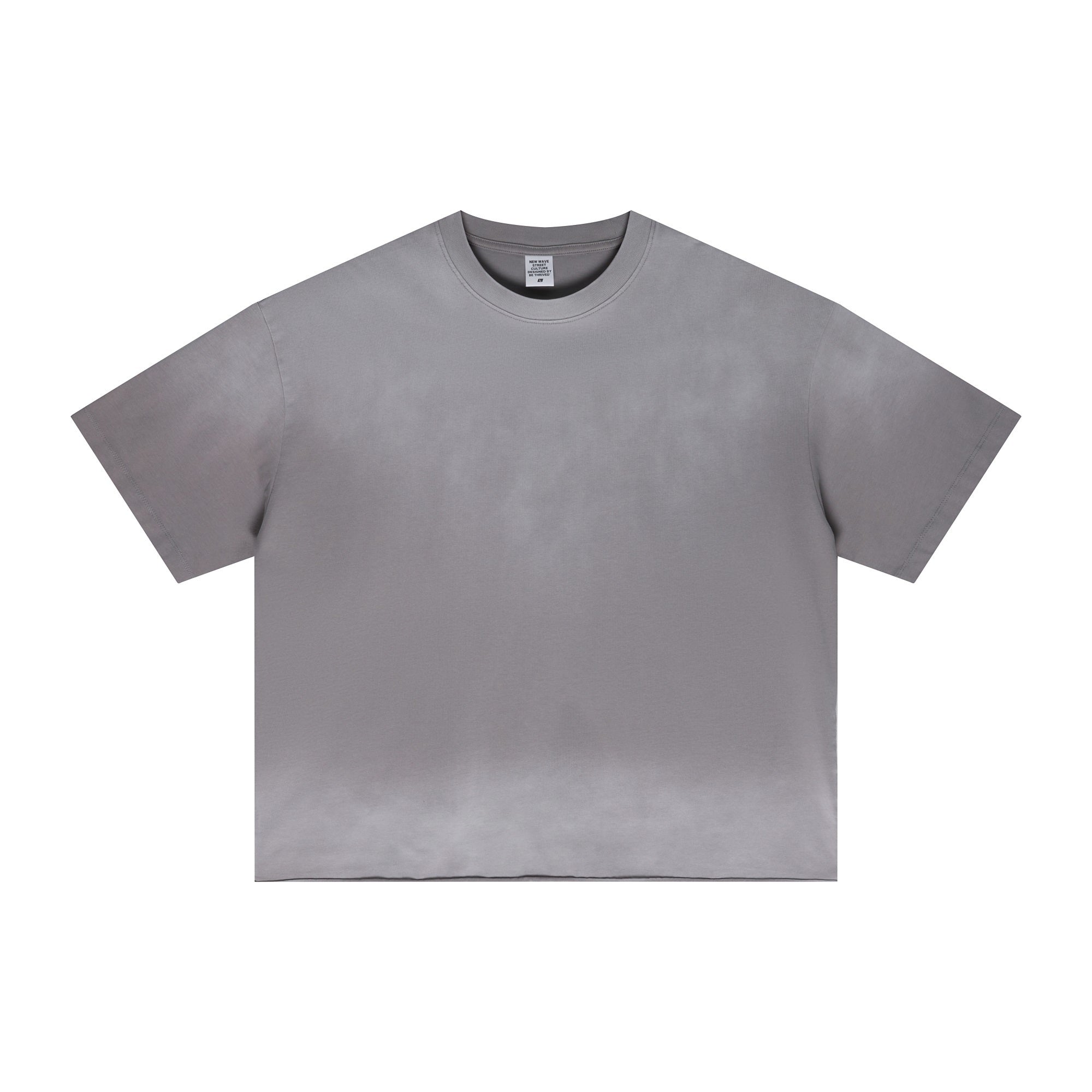 Men's Vintage Stone Wash Streetwear Boxy-Fit Spray-on Fading Distressed Edge Oversized Summer T-shirt