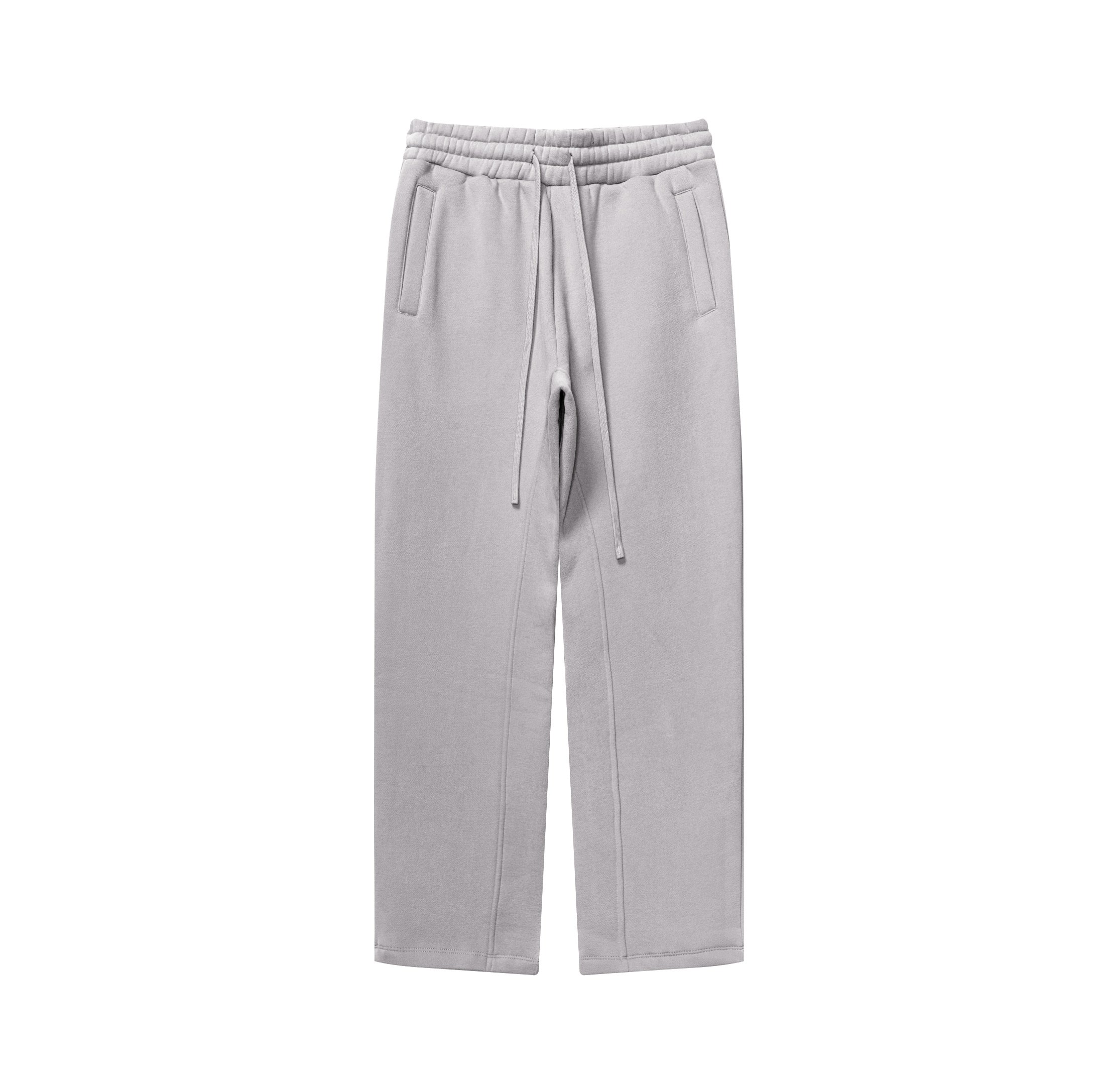 Men's 350GSM Hip Hop Casual Trousers Solid Loose Sports Pants Fleece Straight-Leg Pants Custom Printed Logo Pants