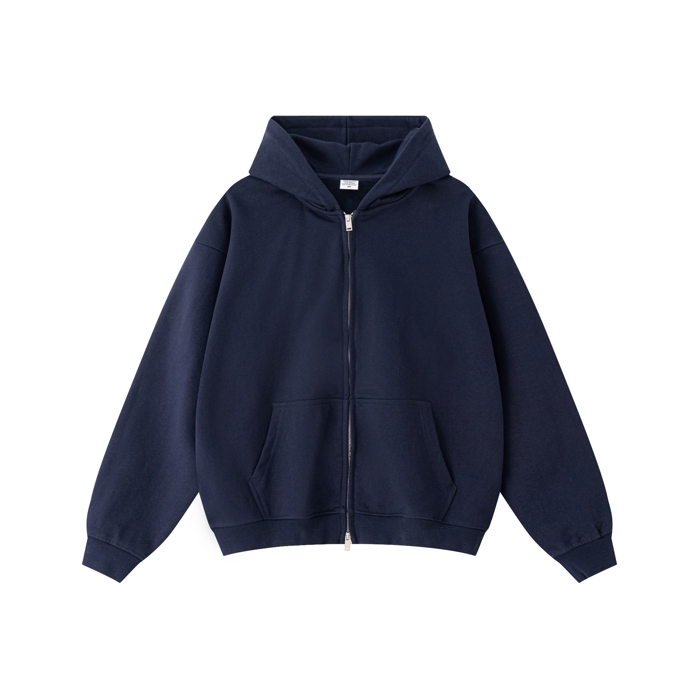 New American Style Heavyweight 445GSM Thermal Fleece Double-zipper Coat Solid Loose Zipper-up Hooded for Autumn