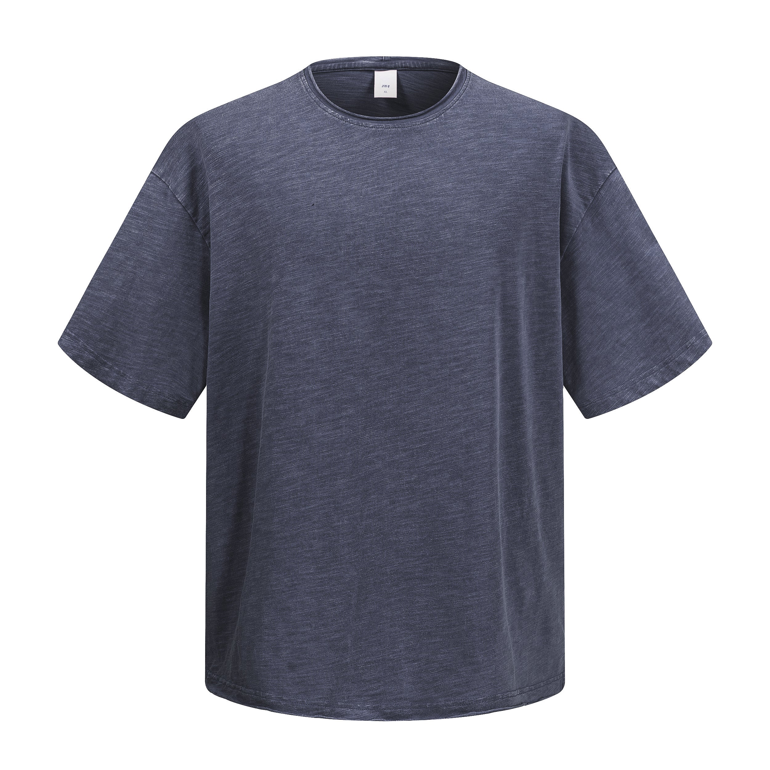 men's snowflake washed slub bamboo cotton t-shirt distressed vintage rolled hem loose-fit short sleeve casual retro t-shirt