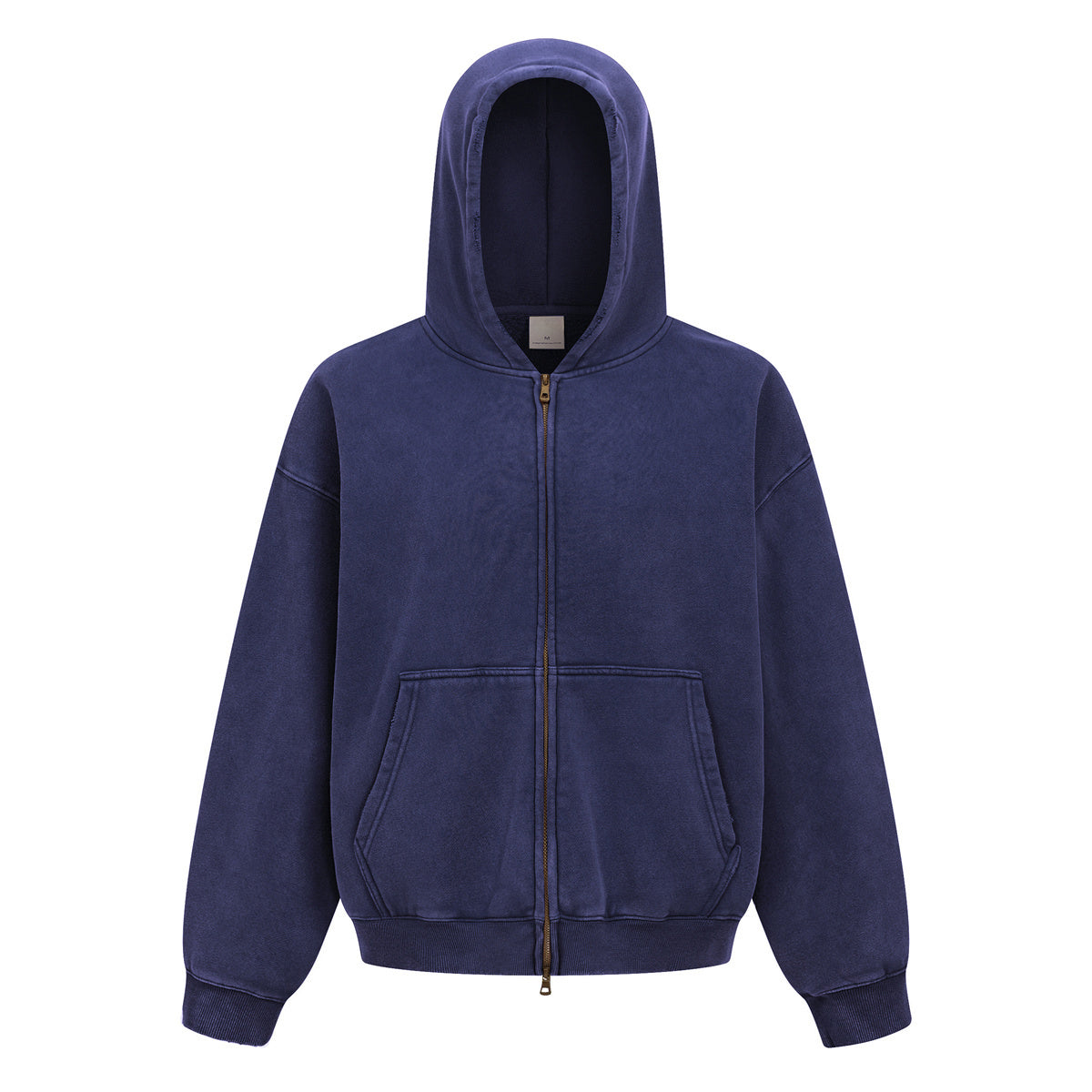 Custom Vintage Washed Hoodie Batik 370GSM Boxy Zipper-up Fleece Hoodie Men's Hooded Collar Coat for Winter