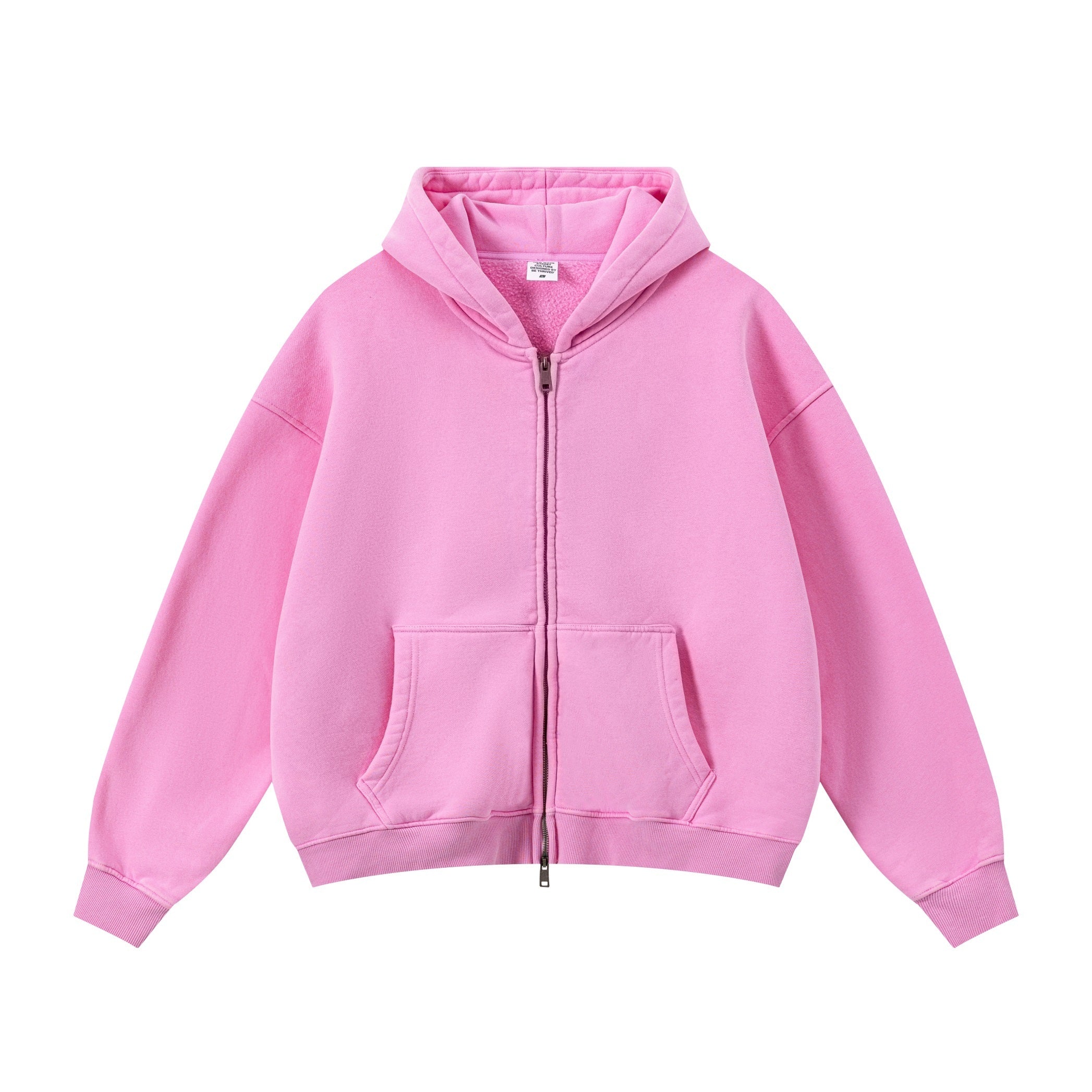 OEM Vintage Zipper-up Hoodie Washed Loose Distressed Boxy-Fit 400GSM Fleece Hooded Sweatshirt Double Zipper Men's Hoodie