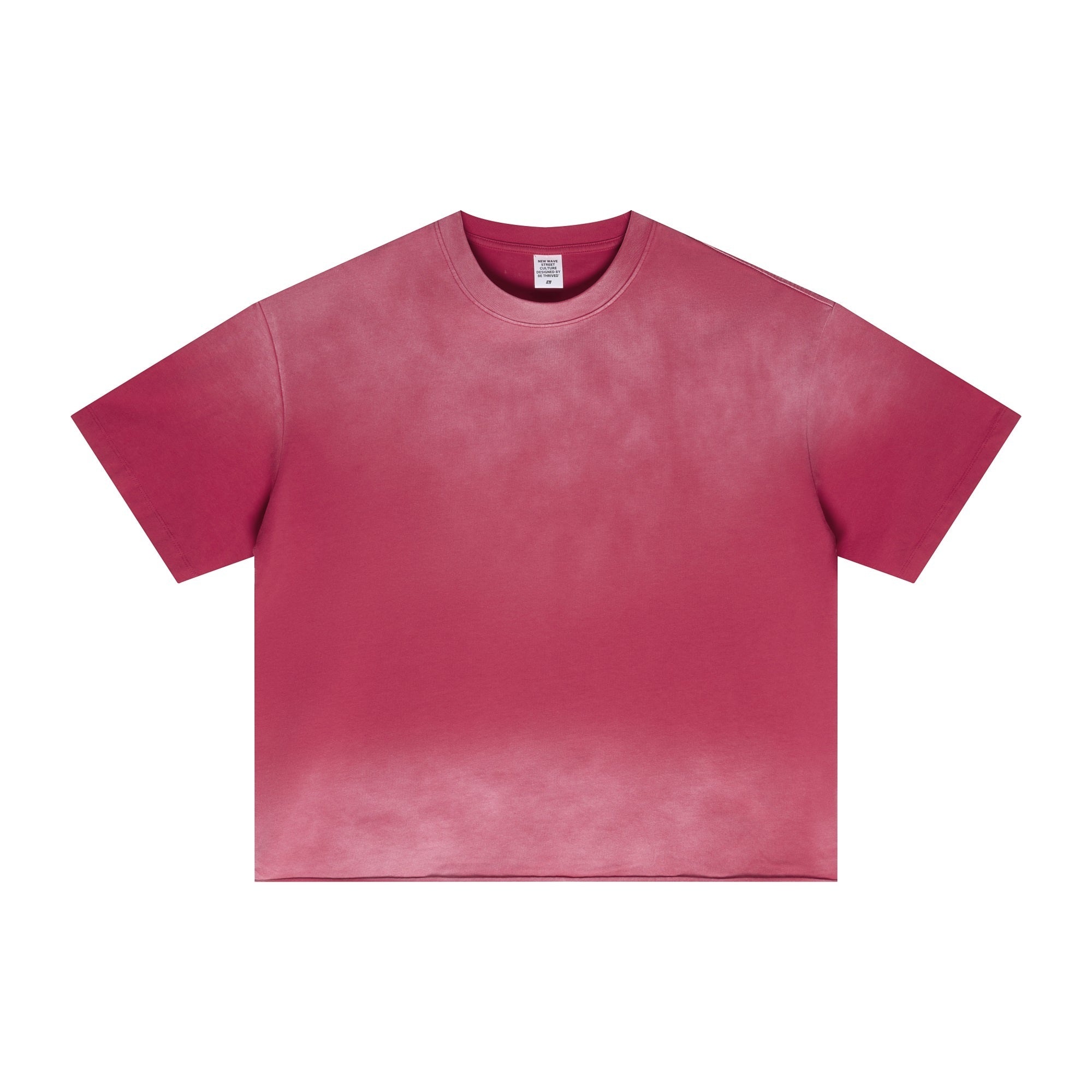 Men's Vintage Stone Wash Streetwear Boxy-Fit Spray-on Fading Distressed Edge Oversized Summer T-shirt