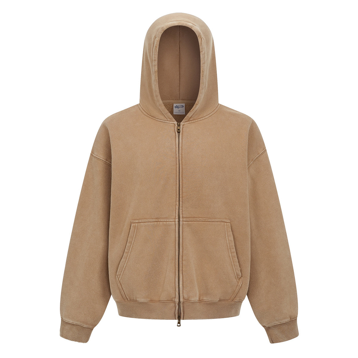 Custom Vintage Washed Hoodie Batik 370GSM Boxy Zipper-up Fleece Hoodie Men's Hooded Collar Coat for Winter