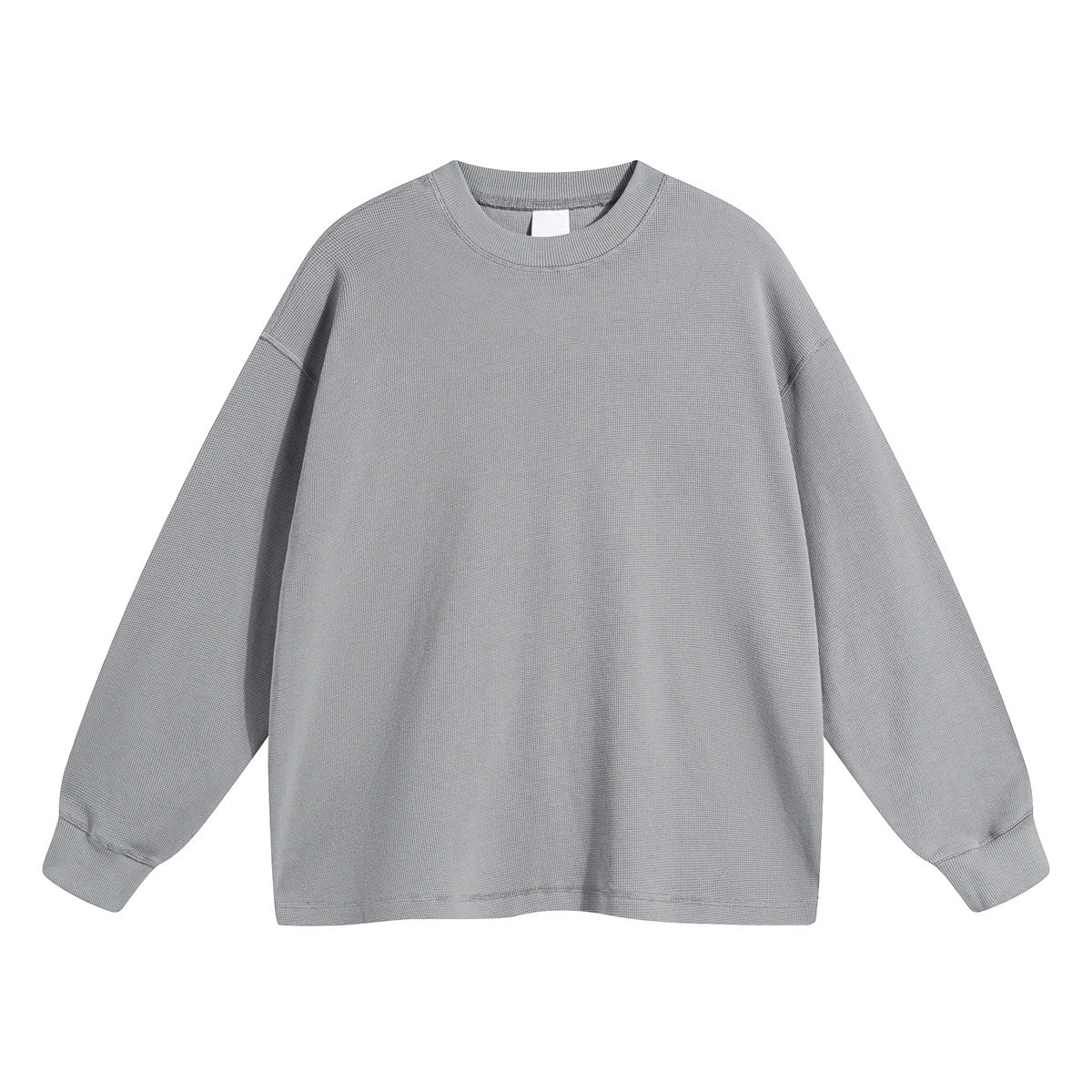 Men's High-Quality Breathable Waffle 330GSM Round-neck Loose-Fitting Casual Long-sleeved T-shirt