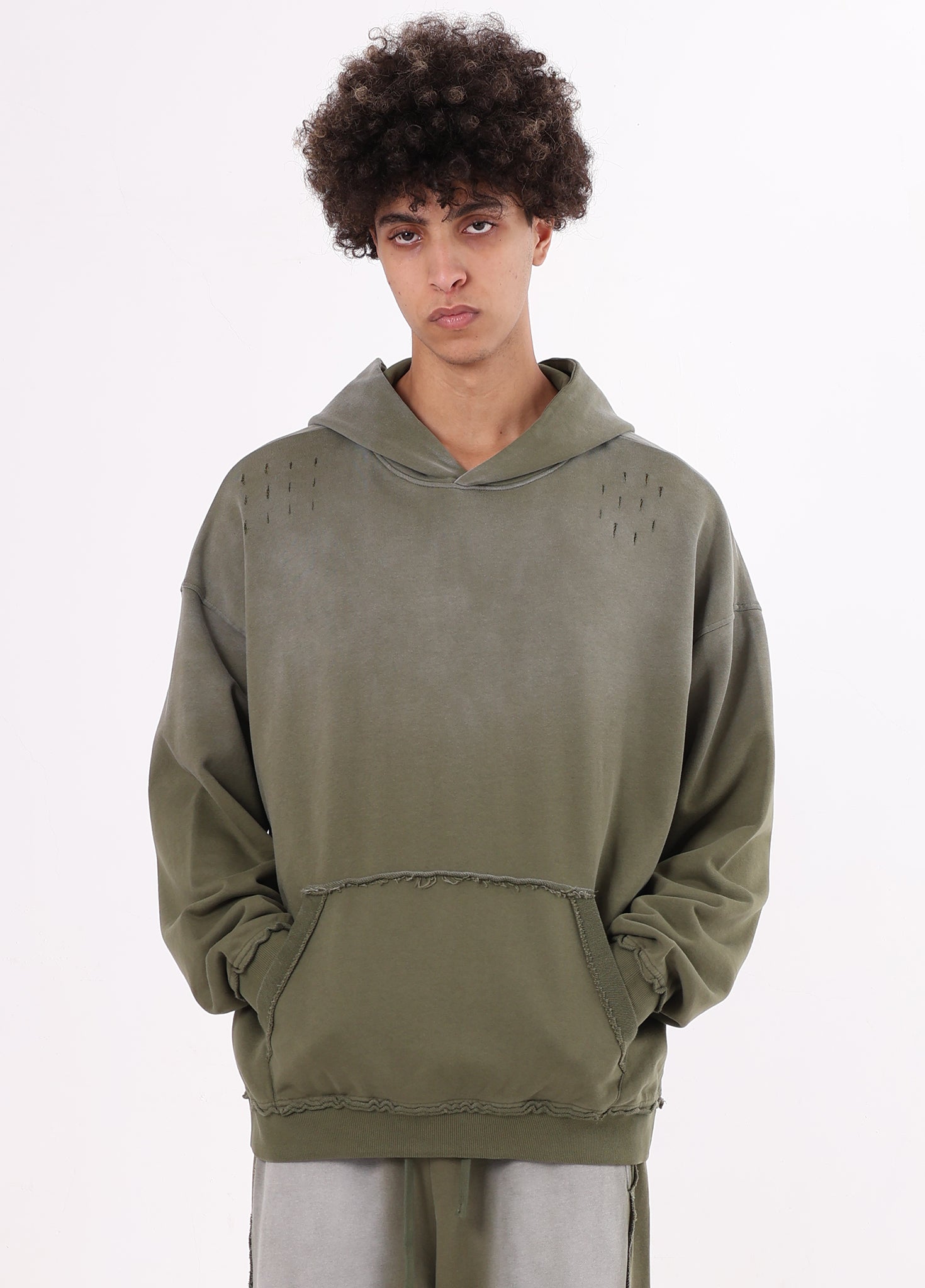 French Terry Raw Edge Hoodie