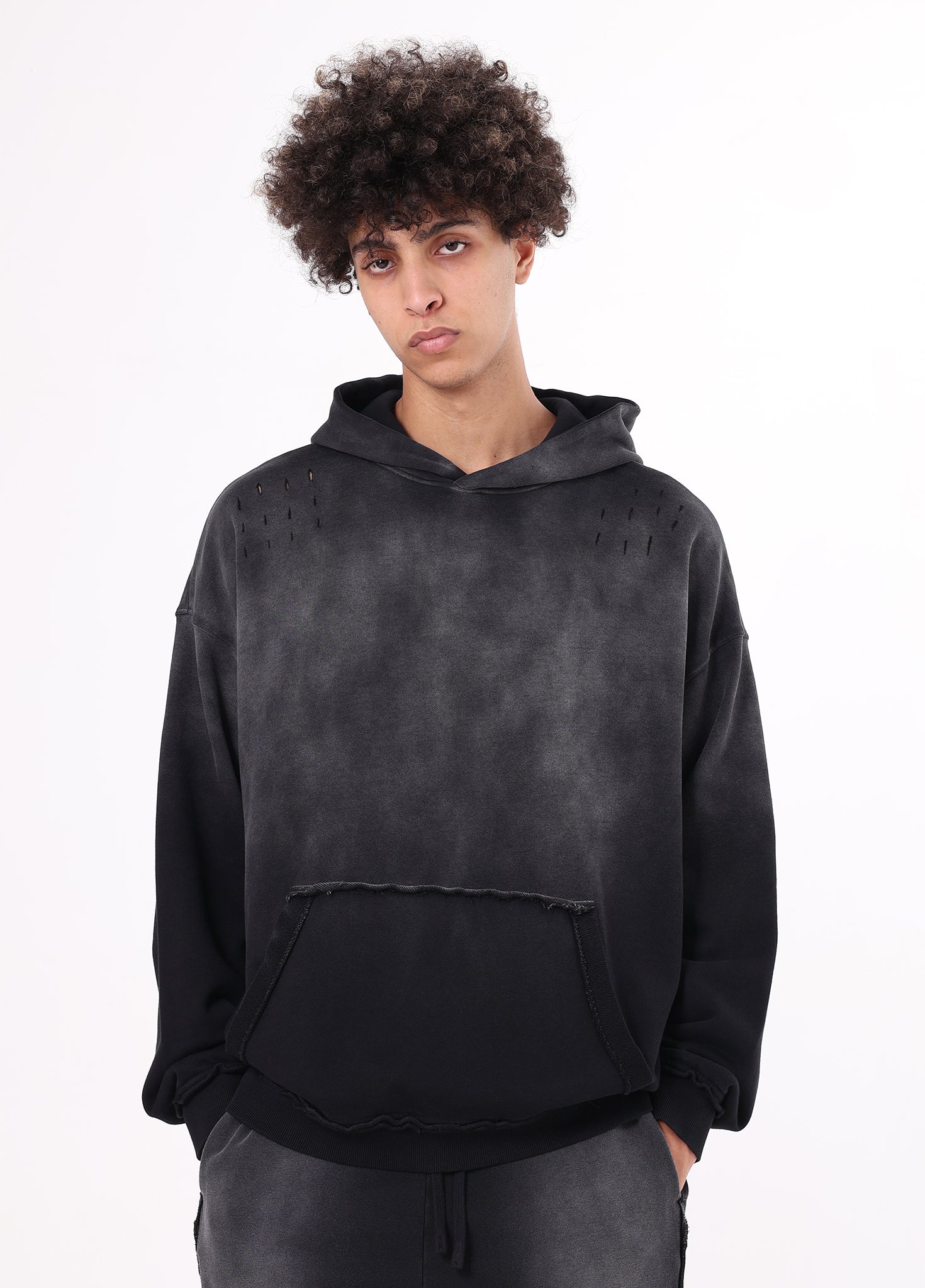 French Terry Raw Edge Hoodie