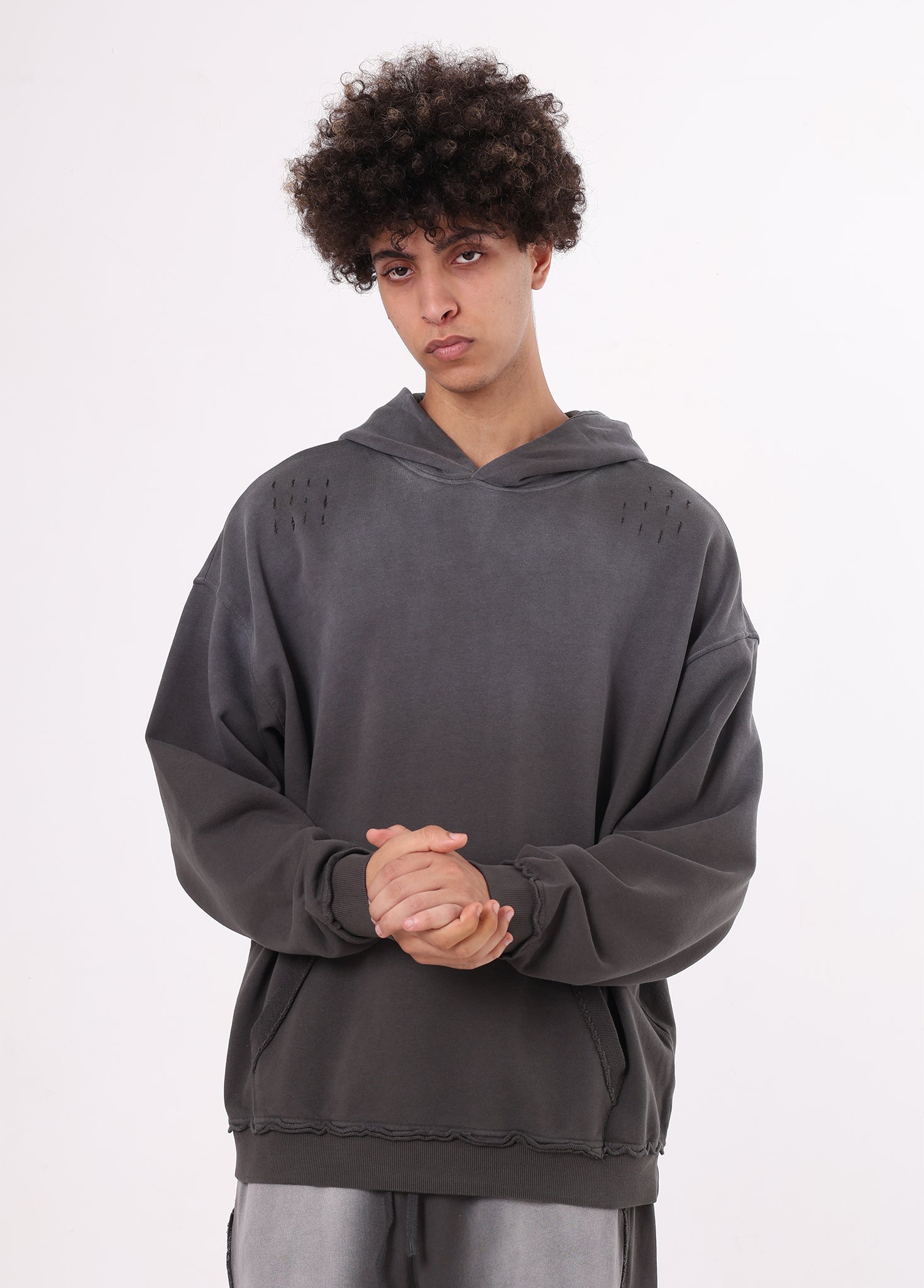 French Terry Raw Edge Hoodie
