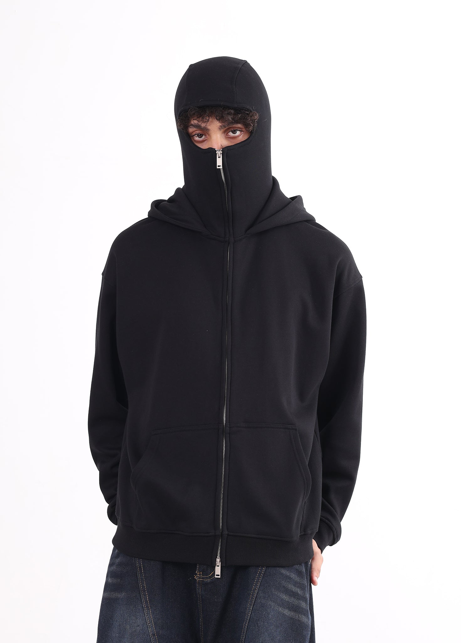 Windproof Face Mask Zip Up Hoodie