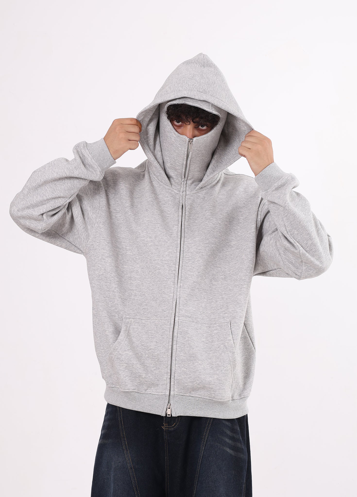 Windproof Face Mask Zip Up Hoodie