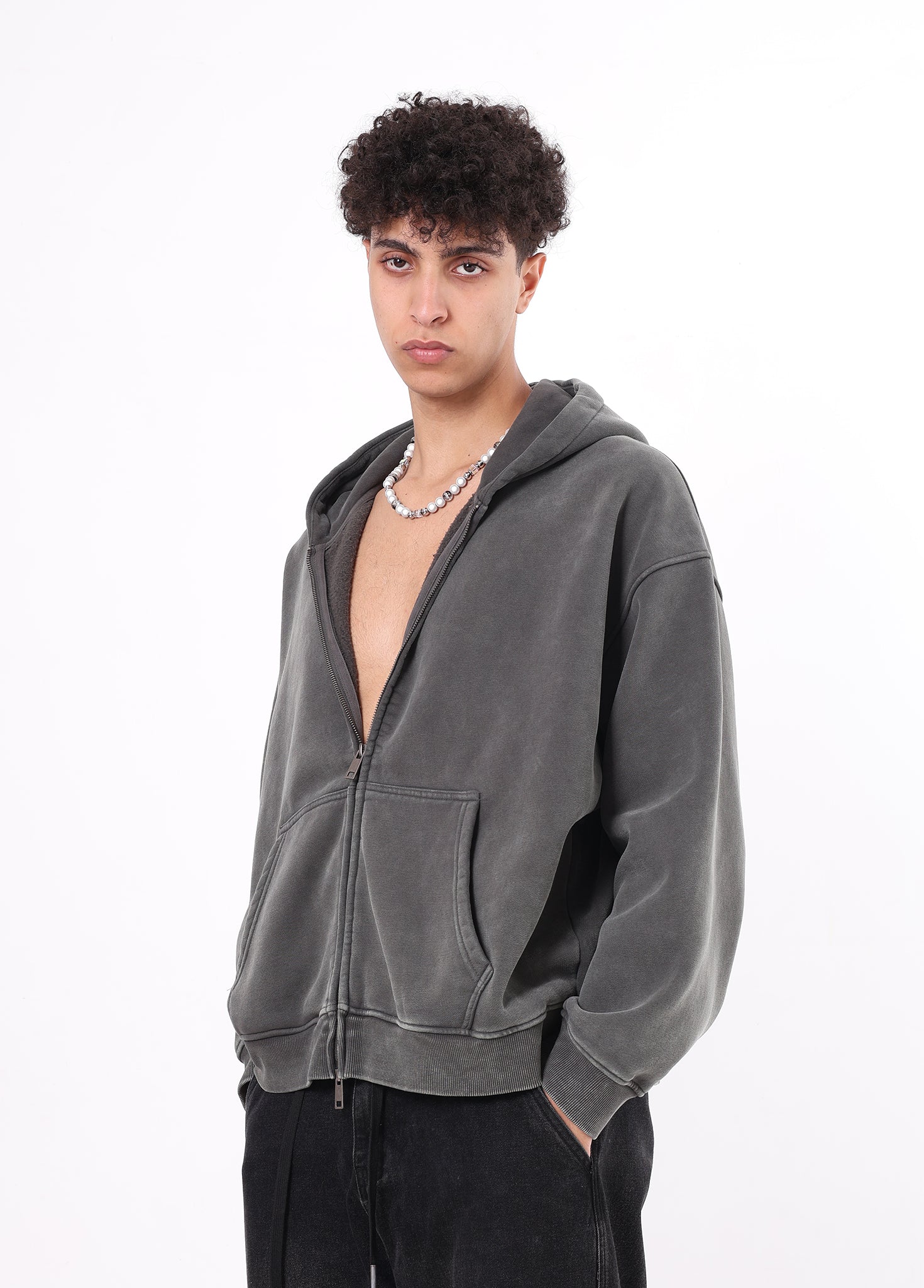 Vintage Fleece Zipper-up Hoodie