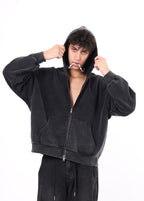 Vintage Fleece Zipper-up Hoodie