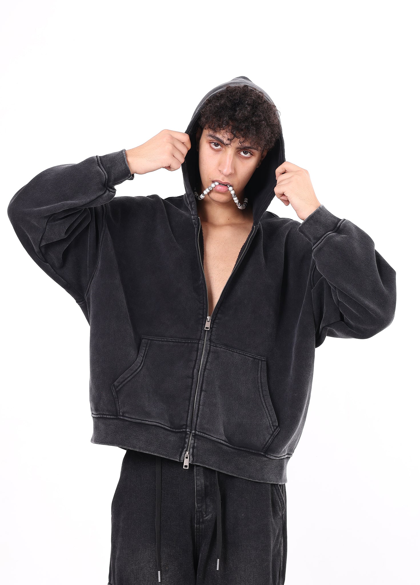 Vintage Fleece Zipper-up Hoodie